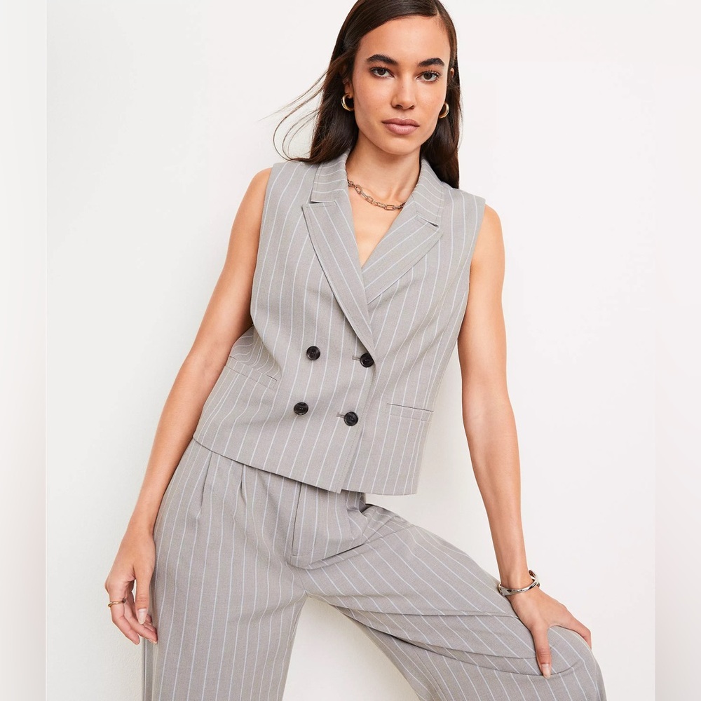 Versa Striped Seasonless Stretch Double Breasted Vest